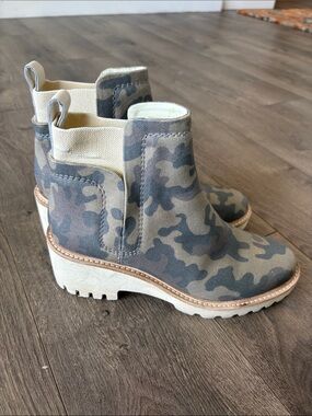 Dolce Vita Olive Camo Chelsea Ankle Boots